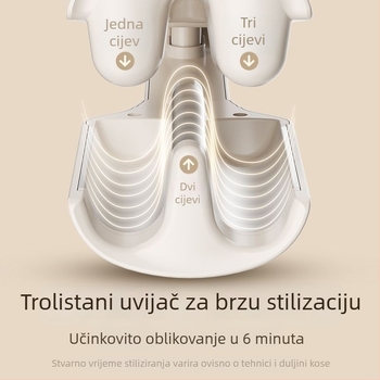 Egg Roll uvijač za kosu – duboki U, trostruka cijev, 3-u-1 sušenje/ kovrčanje/ ravnanje, turmalin-keramički valjak, bežično napajanje
