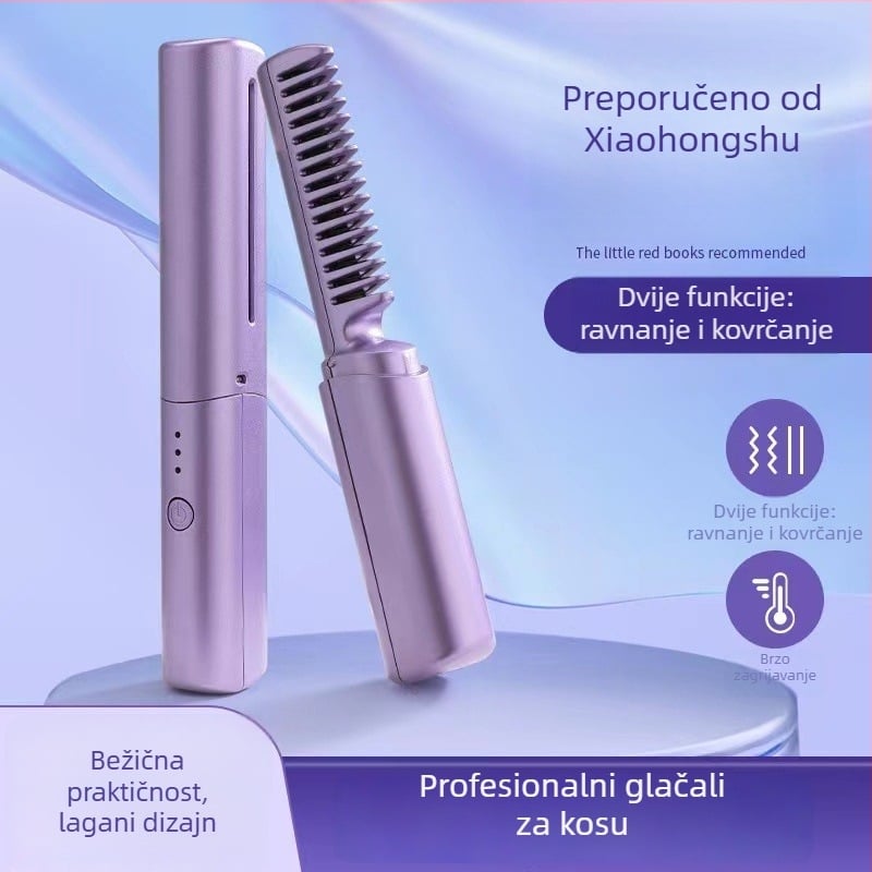 Bežični češalj za kosu s negativnim ionima, turmalin-keramičko grijanje, promjer 31 mm+, 15 stupnjeva regulacije temperature