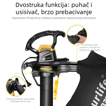 Hongrui Vrtni puh za lišće i usisivač s drobilicom – 240V, mrežno napajanje, Serija 01