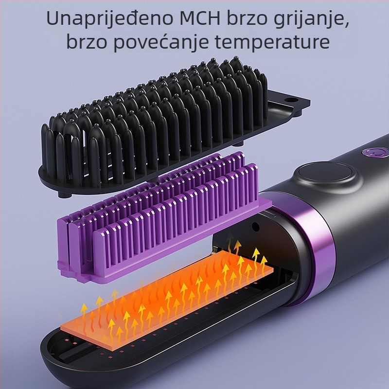 Novi bežični češalj za izravnavanje kose s crvenim svjetlom, prenosni volumizirajući ravnalo za kućnu upotrebu