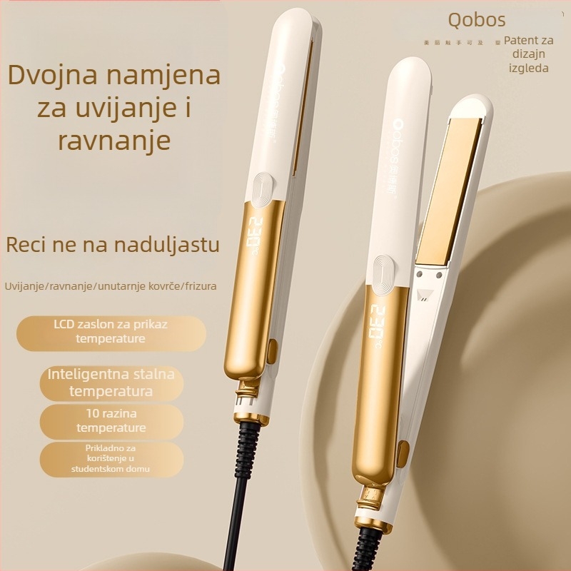 Dvostruka pegla za kosu za ravnanje i kovrčanje, promjer 16–20 mm, mokro/suvo korištenje, 40W, 110–220V, 10 razina temperature