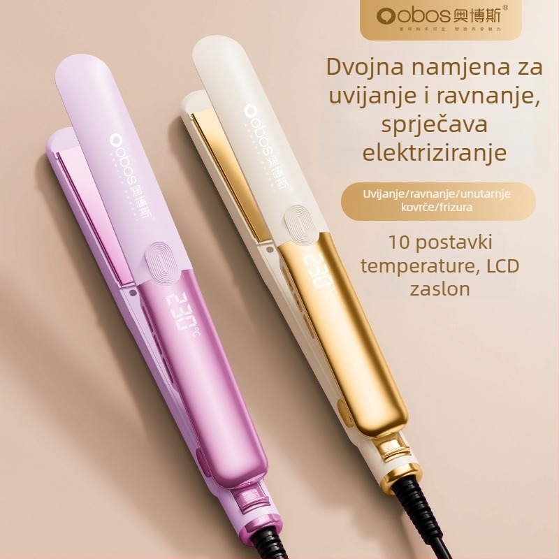 Dvostruka pegla za kosu za ravnanje i kovrčanje, promjer 16–20 mm, mokro/suvo korištenje, 40W, 110–220V, 10 razina temperature