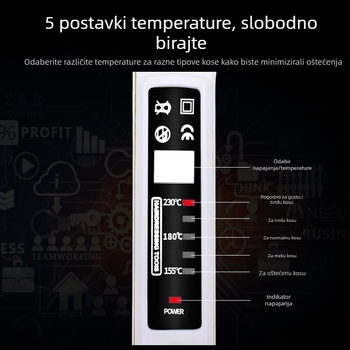 Profesionalna pegla za kosu sa širokim pločama i podesivom temperaturom, za mokre i suhe kosu