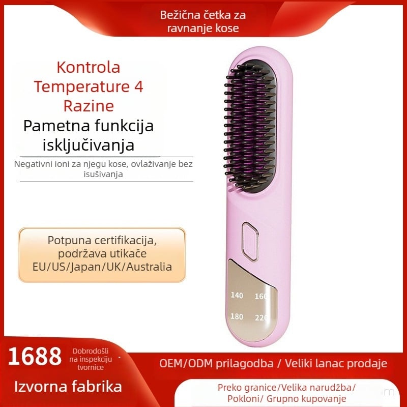 Bežični ionski češanj za ravnanje kose, keramno grijanje, 31 mm, 4 razine temperature, 35W, 3,7V, zaštita od opeklina