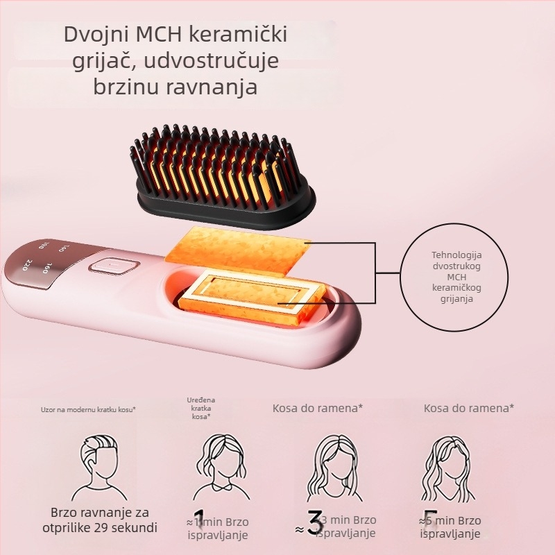 Bežični ionski češanj za ravnanje kose, keramno grijanje, 31 mm, 4 razine temperature, 35W, 3,7V, zaštita od opeklina