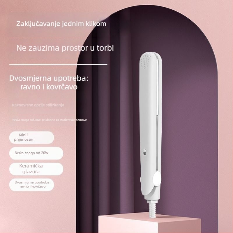 Mini 3-u-1 bežični uvijač i pegla za kosu, prijenosno za studentske domove, PTCS grijaći element