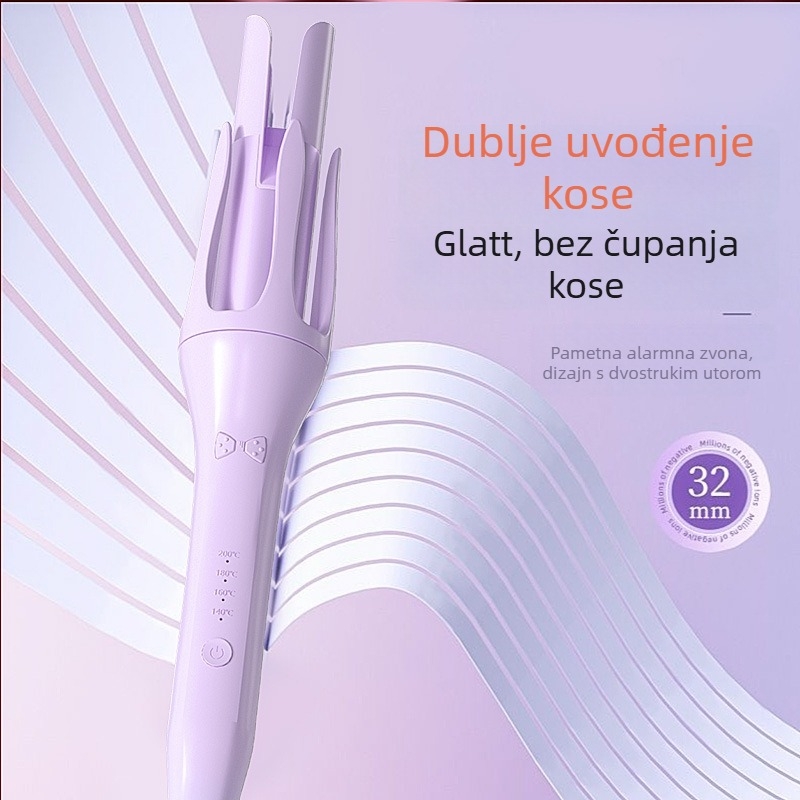 Električni uvijač za kosu, potpuno automatski za kovrčanje i ravnanje, titan-turmalinski premaz, promjer grijaćeg valjka 31 mm+, 40W, 220V, mokra i suha upotreba