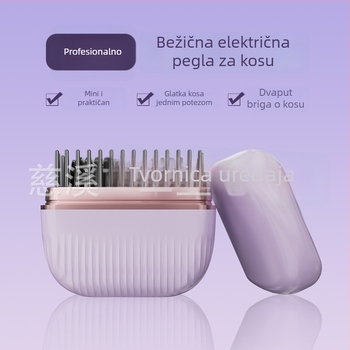Bežični češalj za ravnanje kose i kovrčanje - dvostruki USB punjač, styling uređaj, 15W, 3.7V, 4 razine temperature, za sve tipove kose
