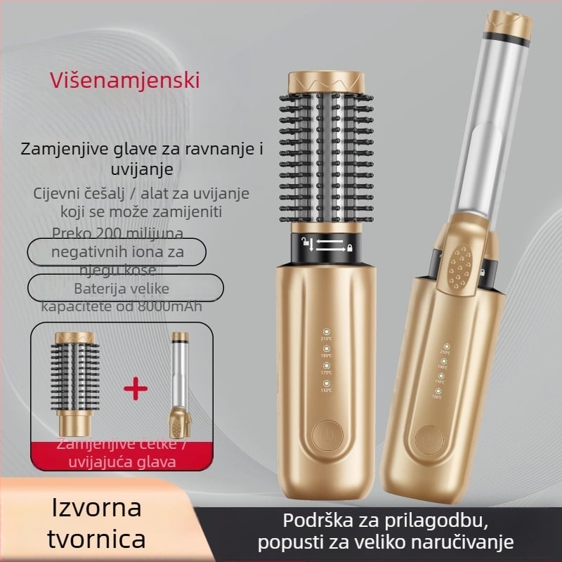 3-u-1 bežični češalj za kovrče i ravnanje kose s keramičkim grijačem, promjer 21–30 mm, 4 razine temperature