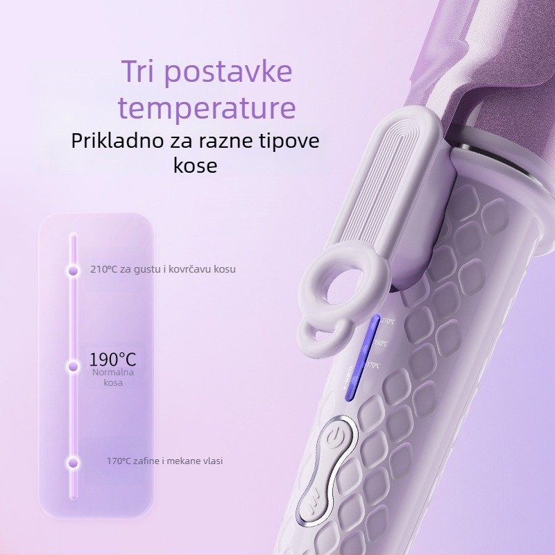 Kovrčavo željezo s turmalinsko-keramičkim grijačem, 3 postavke temperature, 48W, 220V, žično napajanje