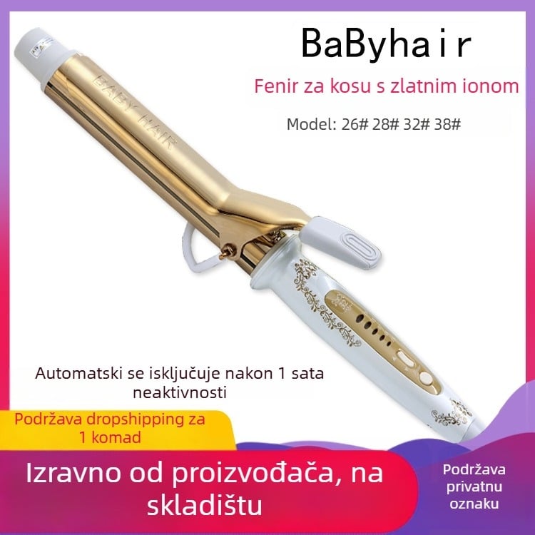 BABYHAIR uređaj za kovrčanje kose, keramičko grijanje, 10 razina temperature, 50W, 110-240V, stiliziranje za 1–2 minute