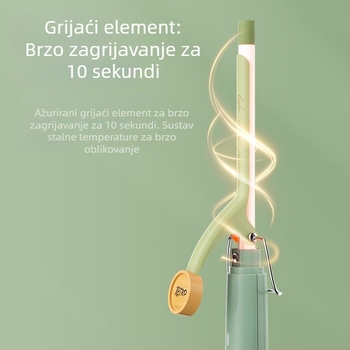 3-u-1 alat za stiliziranje kose za kovrče i ravnanje, bežični napajanje s litijskom baterijom, legirani grijač, podesiva temperatura, promjer grijanog dijela 31 mm ili više