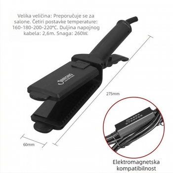 Jinrong visokoučinkovita pegla za kosu s keramičkom grijanom pločom, profesionalna za salon; promjer vodilice ispod 15 mm; visoka snaga