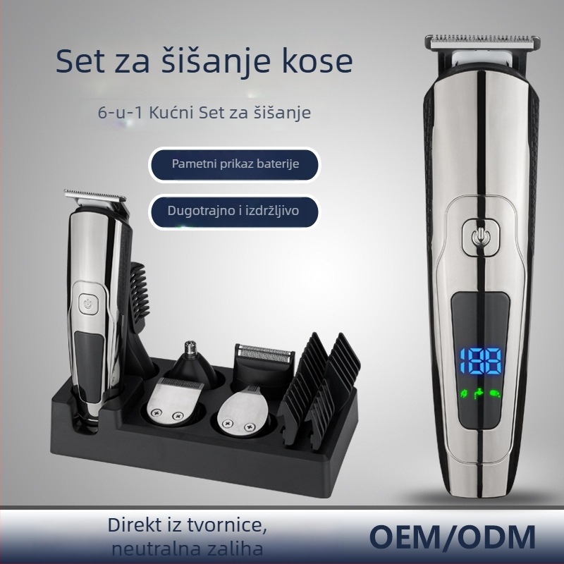 Električni šišač za kosu, punjivi, vodootporan, oštrica od nehrđajućeg čelika, ugrađena baterija 1200–2000mAh, radni vijek 1–3 sata