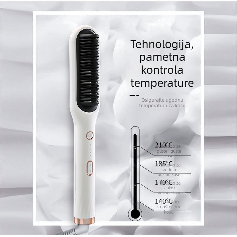 Rui Dvostruko korištenje električni uvijač za kosu i glačalo za kosu s titan-turmalinskim premazom, 10-stupanjski nadzor temperature, pogodno za mokre i suhe kose, 220V, 45W