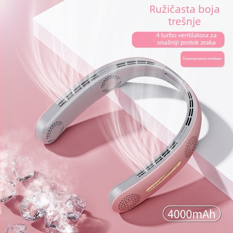Ventilator bez lopatica za vrat s USB punjenjem, digitalnim zaslonom, tih, sklopivi mini ventilator, ugrađena baterija 2000–4000 mAh.