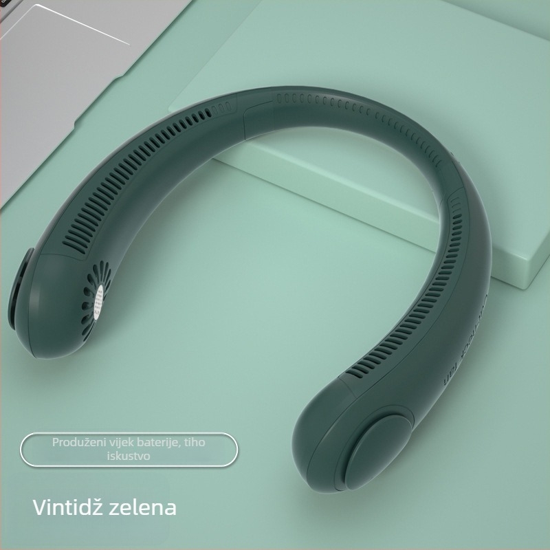 Ventilator bez lopatica za vrat s USB punjenjem, digitalnim zaslonom, tih, sklopivi mini ventilator, ugrađena baterija 2000–4000 mAh.