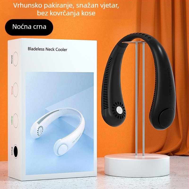 Ventilator bez lopatica za vrat s USB punjenjem, digitalnim zaslonom, tih, sklopivi mini ventilator, ugrađena baterija 2000–4000 mAh.