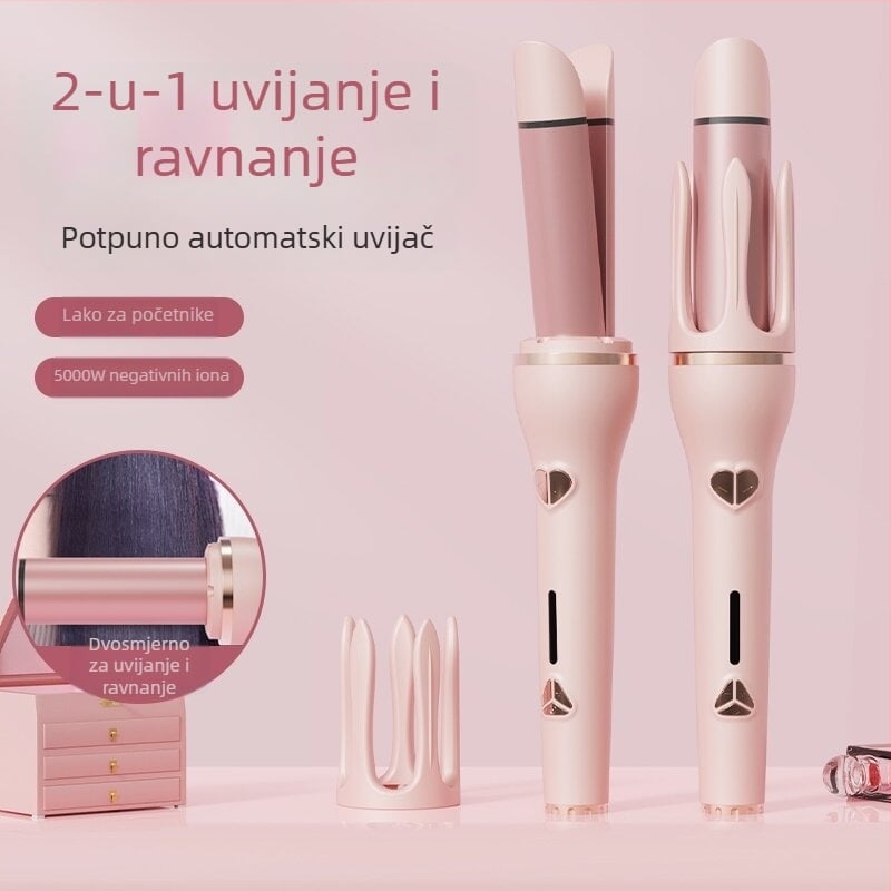 Dualna kombinacija curling i ravnanje kose s turmalinskim keramičkim grijačem, 3 razine kontrole temperature, pogodno za mokru i suhu kosu, 50W, 220V.
