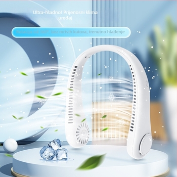 Prijenosni ventilator za vrat s USB punjenjem, tih, s digitalnim zaslonom, 3 brzine