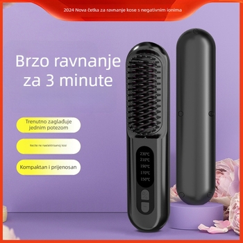 Bežični češalj za ravnanje kose sa negativnim ionima, USB punjenje, prenosan za studentske domove