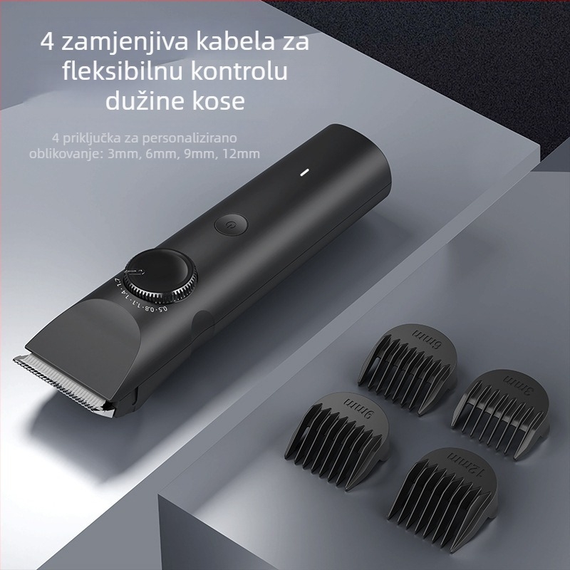 Električni šišač za kosu s keramičkom oštricom, četkasti motor, ugrađena punjiva baterija 1000-1200 mAh, odvojiva i periva oštrica