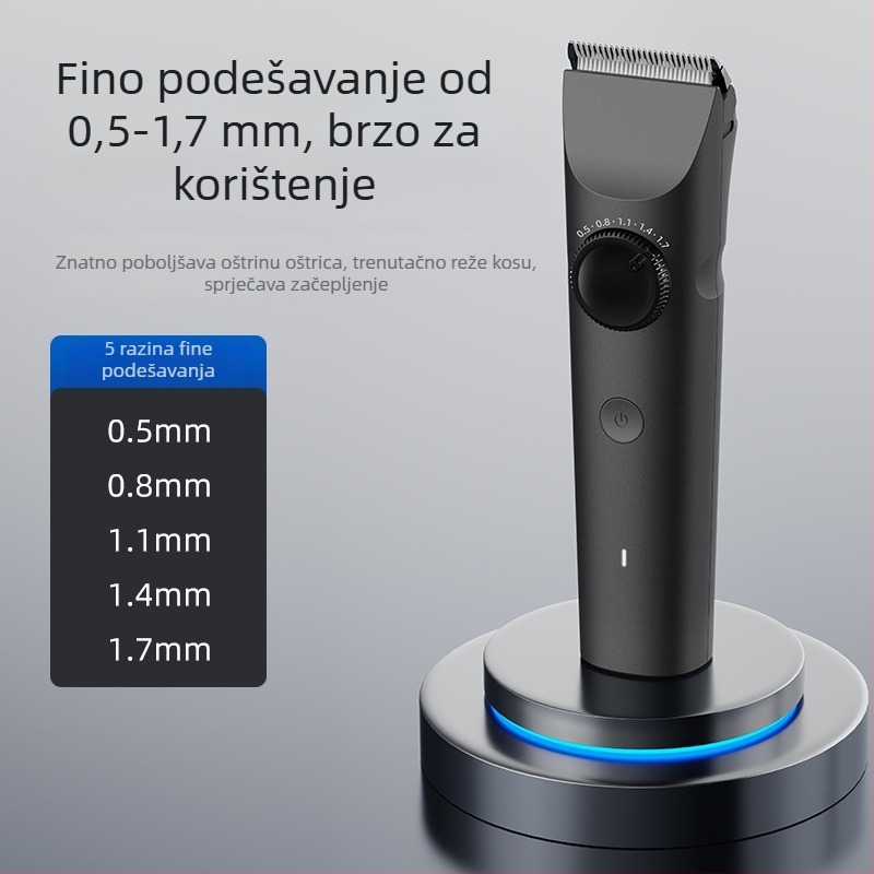 Električni šišač za kosu s keramičkom oštricom, četkasti motor, ugrađena punjiva baterija 1000-1200 mAh, odvojiva i periva oštrica