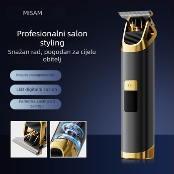 Električni šišač za kosu za kućnu upotrebu – USB punjenje, LED zaslon, ugrađena baterija 1200-2000 mAh, noževi od nehrđajućeg čelika, četkasti motor, vodootporan