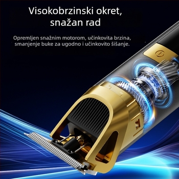 Električni šišač za kosu za kućnu upotrebu – USB punjenje, LED zaslon, ugrađena baterija 1200-2000 mAh, noževi od nehrđajućeg čelika, četkasti motor, vodootporan