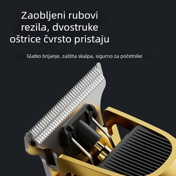 Električni šišač za kosu za kućnu upotrebu – USB punjenje, LED zaslon, ugrađena baterija 1200-2000 mAh, noževi od nehrđajućeg čelika, četkasti motor, vodootporan