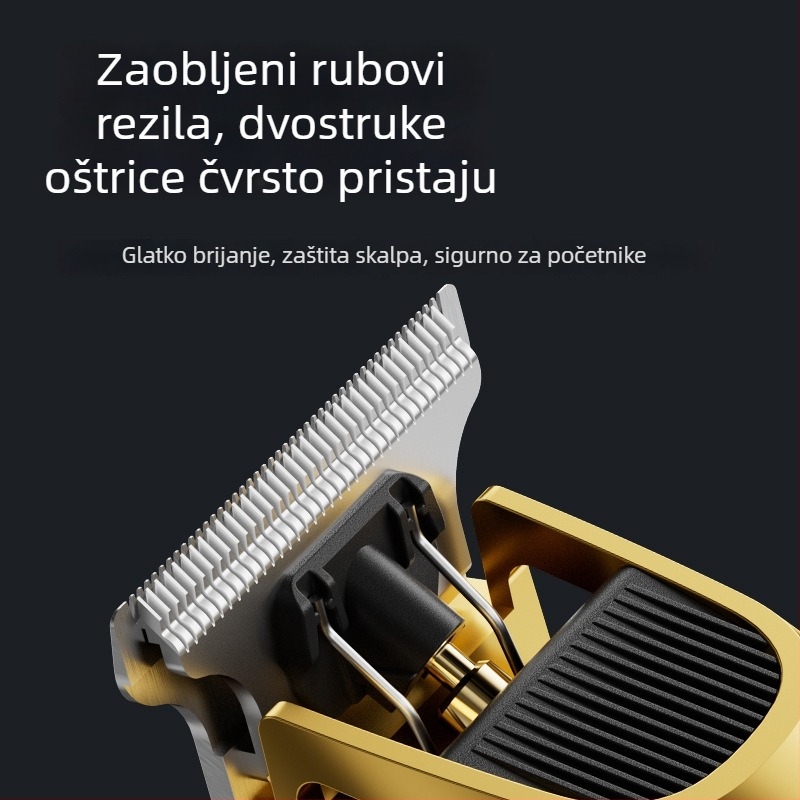Električni šišač za kosu za kućnu upotrebu – USB punjenje, LED zaslon, ugrađena baterija 1200-2000 mAh, noževi od nehrđajućeg čelika, četkasti motor, vodootporan