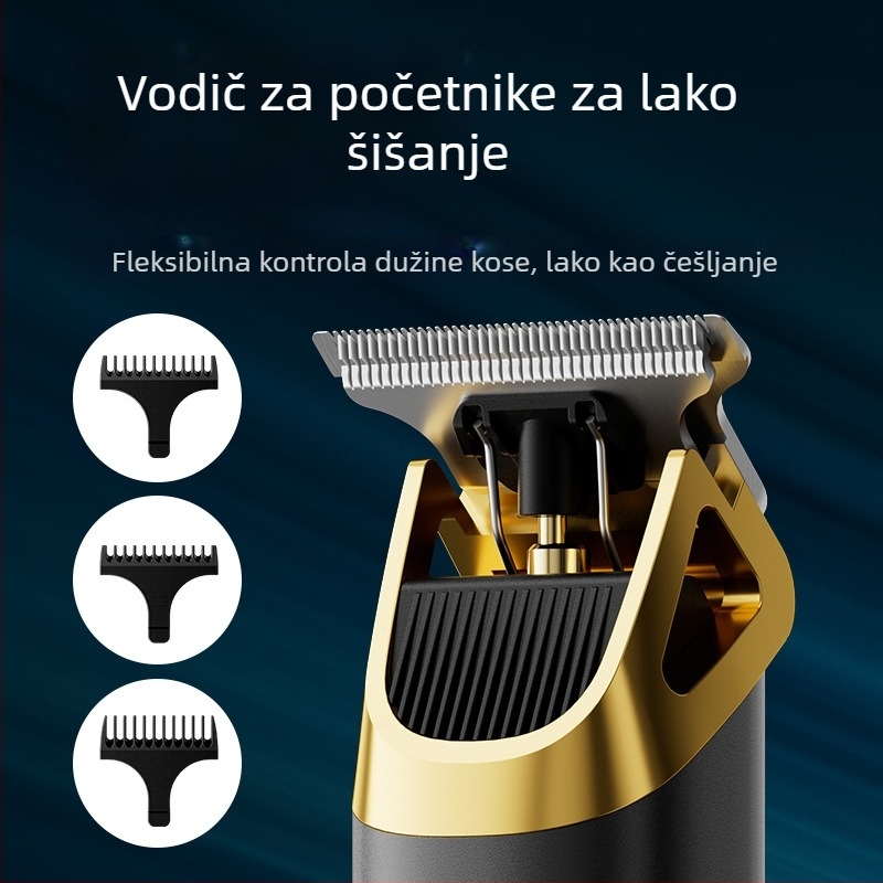 Električni šišač za kosu za kućnu upotrebu – USB punjenje, LED zaslon, ugrađena baterija 1200-2000 mAh, noževi od nehrđajućeg čelika, četkasti motor, vodootporan