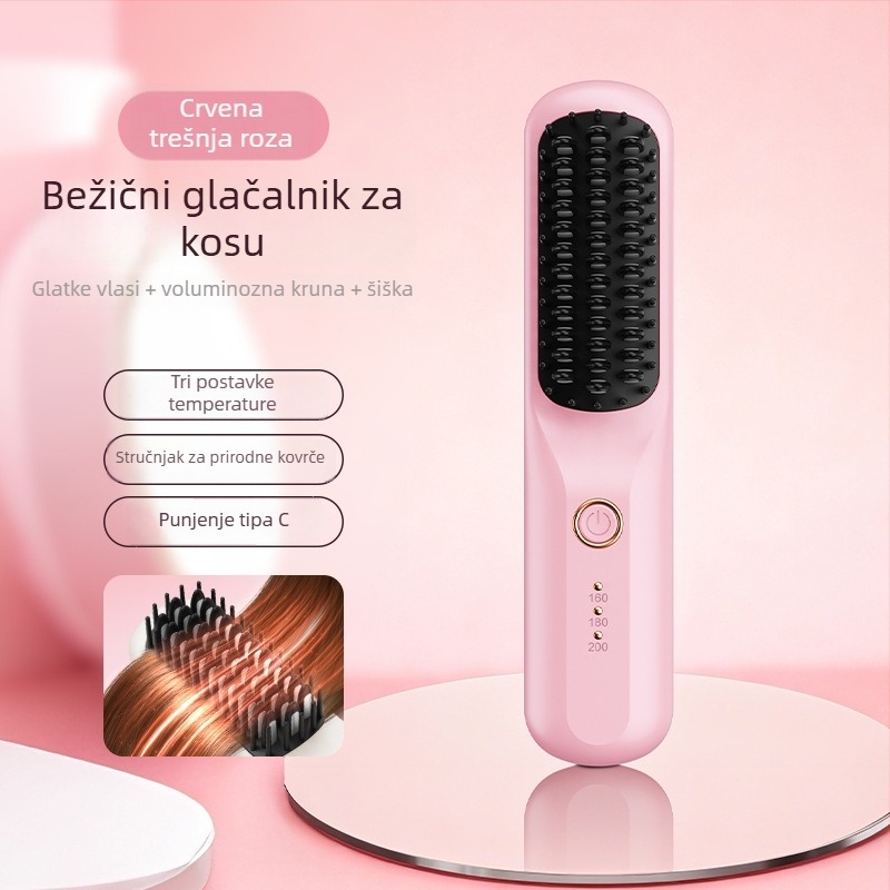 Bežični češalj za kosu – 3-u-1: sušenje, uvijanje i ravnanje; keramno-turmalinska grijačica; promjer vodiča 31 mm; baterija 3600 mAh; 10 razina temperature