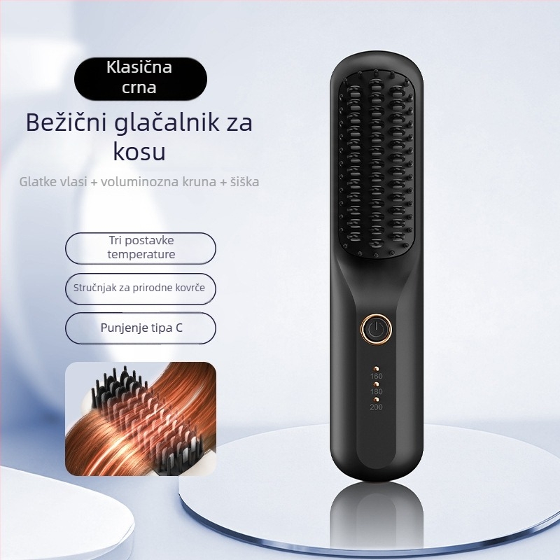 Bežični češalj za kosu – 3-u-1: sušenje, uvijanje i ravnanje; keramno-turmalinska grijačica; promjer vodiča 31 mm; baterija 3600 mAh; 10 razina temperature