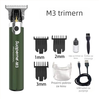 Električni klipper za kosu s keramičkom glavom noža, ugrađena baterija 1200–2000mAh, radno vrijeme 1–3 h