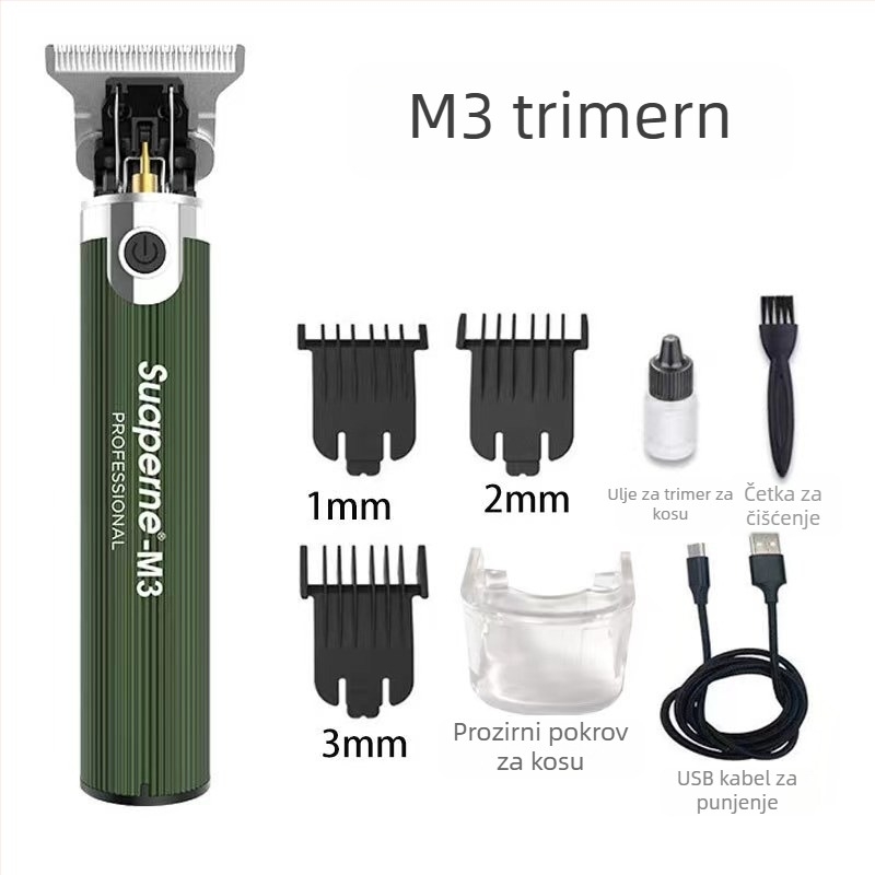Električni klipper za kosu s keramičkom glavom noža, ugrađena baterija 1200–2000mAh, radno vrijeme 1–3 h