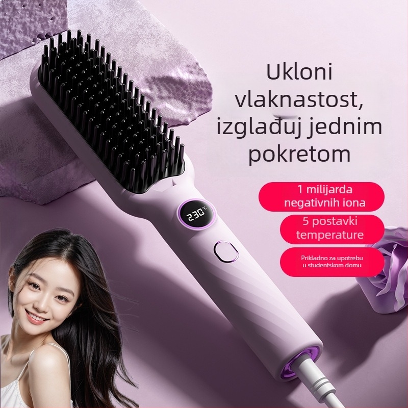 Četkica za izravnavanje kose, 3-u-1: suha/kovrčava/izravnana kosa, turmalin keramijski grijač, promjer toplinskog vodila 31 mm ili više, žično napajanje, 30 W, 10 razina temperature