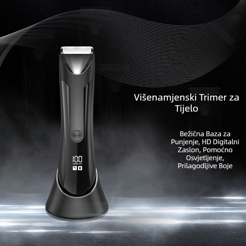 Bežični trimer za cijelo tijelo za muškarce, vodootporan i periv, s digitalnim zaslonom i keramičkom glavom