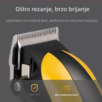 Električni uređaj za šišanje kose s funkcijom graviranja, digitalni zaslon, punjiva baterija, oštrice od nehrđajućeg čelika, motor s četkicama, vodootporan