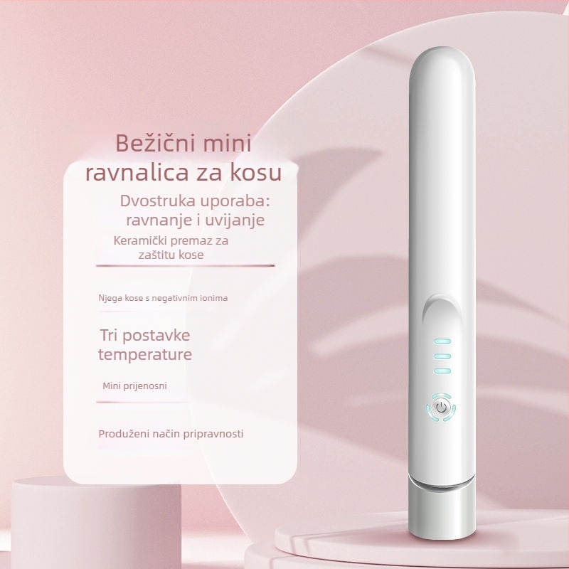Bežično napajana 3-u-1 ploča za ravnanje i uvijanje kose, kompaktn alat dvostruke upotrebe, ekološki legirani materijal