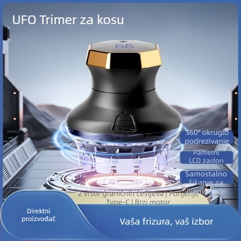 Električni trimer za kosu u obliku UFO-a za kućnu upotrebu, višefunkcijski punjivi trimer s LED digitalnim zaslonom