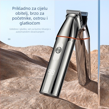 Šišač za kosu 6-u-1 s digitalnim zaslonom, magnetskim usisavanjem, ugrađena baterija 500–800 mAh, oštrice od nehrđajućeg čelika