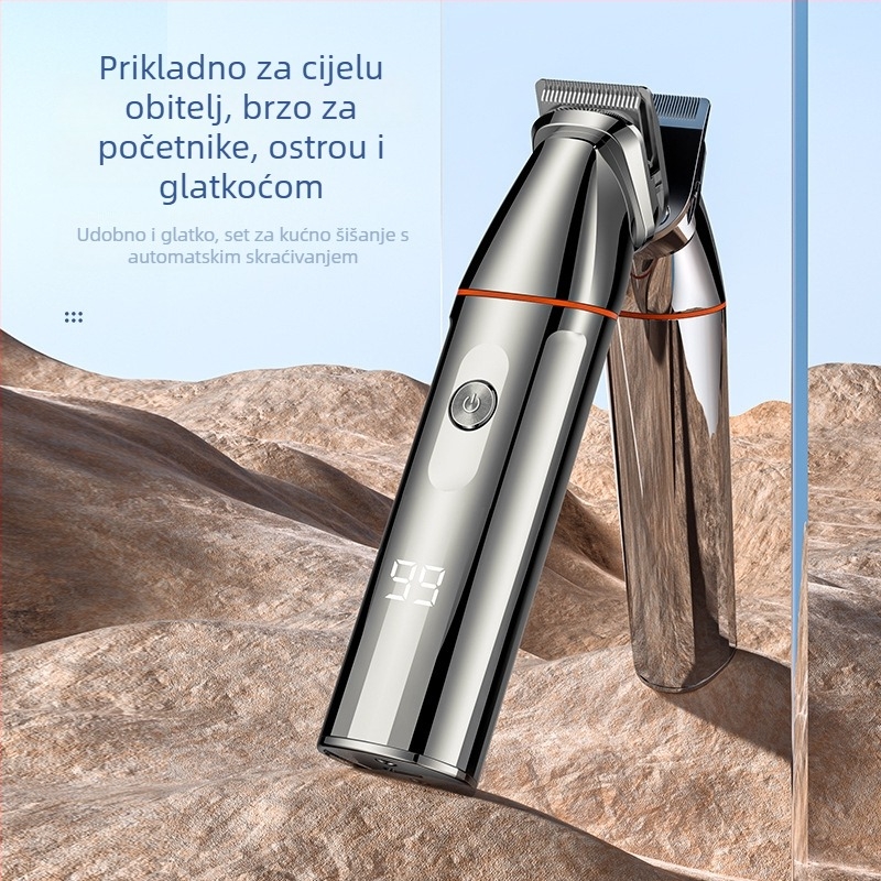 Šišač za kosu 6-u-1 s digitalnim zaslonom, magnetskim usisavanjem, ugrađena baterija 500–800 mAh, oštrice od nehrđajućeg čelika