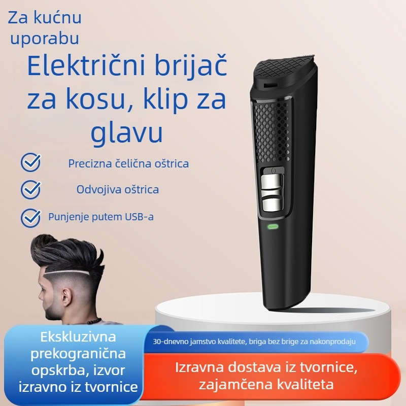 Muški uređaj za kosu - punjivi, nehrđajuće čelične oštrice, odvojiva i periva glava oštrice, napon ≤ 36V