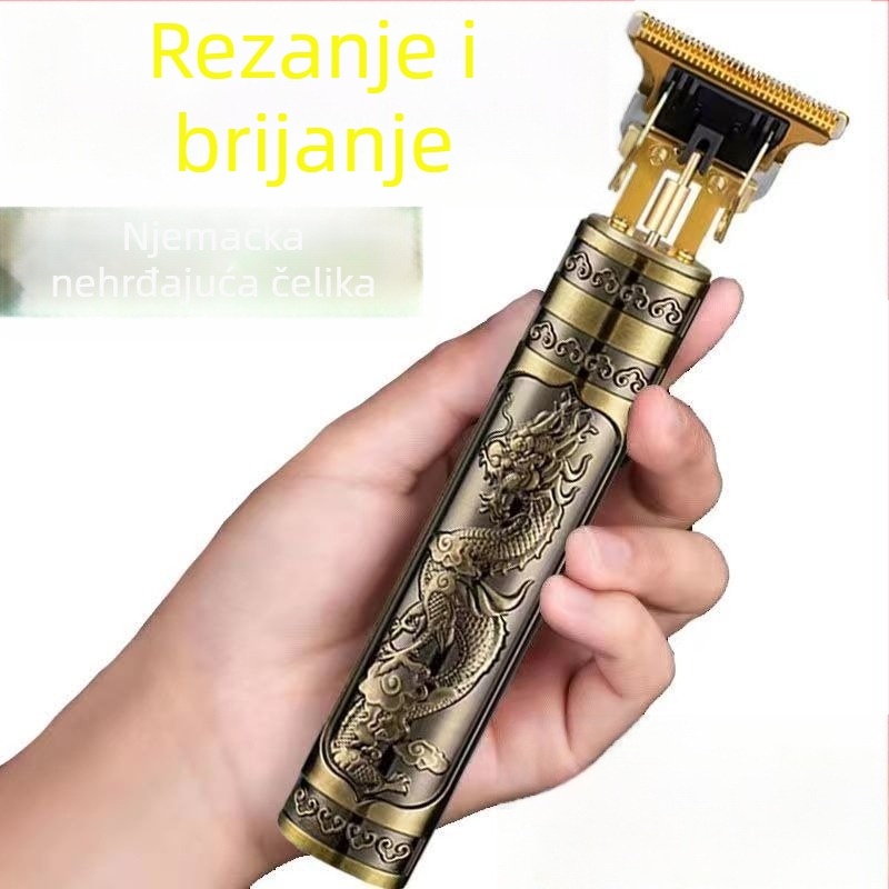Električni podrezivač za kosu — kućna upotreba, dvostruko napajanje (punjenje/struja), keramički oštrice, ugrađena baterija 300–500 mAh