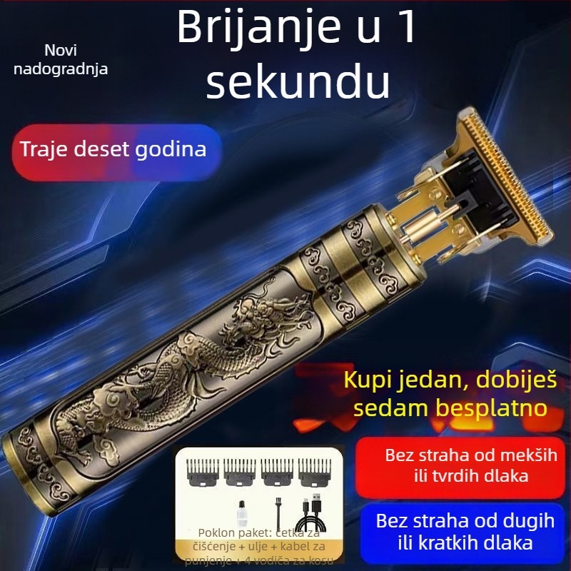 Električni podrezivač za kosu — kućna upotreba, dvostruko napajanje (punjenje/struja), keramički oštrice, ugrađena baterija 300–500 mAh