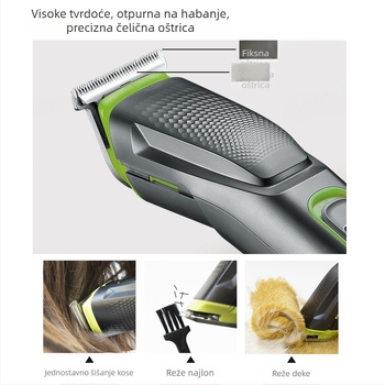 HTC električni uređaj za šišanje kose – USB punjenje, ugrađena baterija 500–800 mAh, trajanje rada 1–3 sata, zamjenjiva glava za rezanje