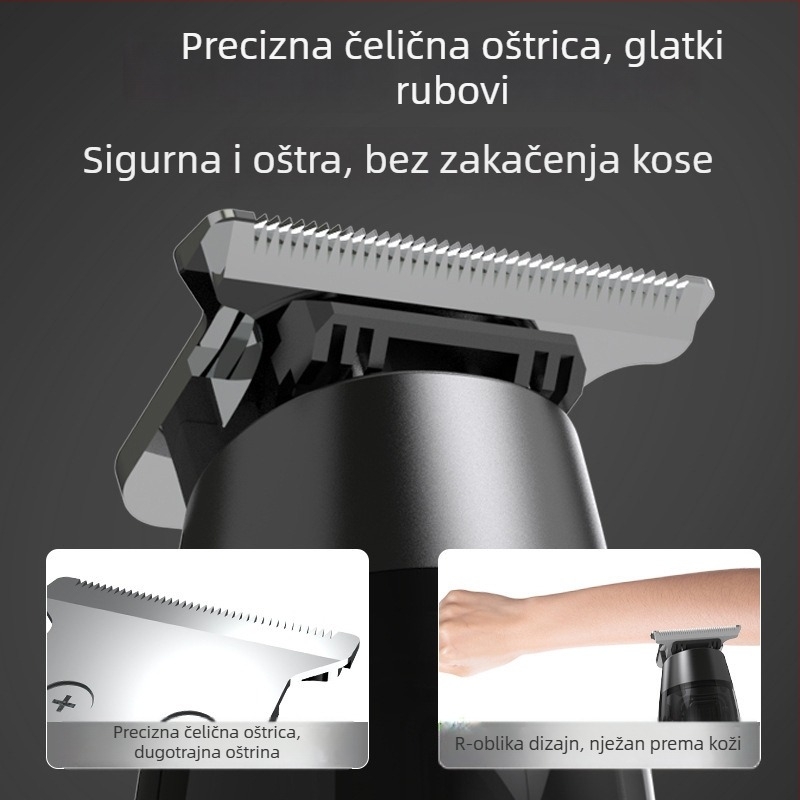 Električni kliper za kosu s ugrađenom baterijom, dvostruko napajanje, motor s četkicama, keramička oštrica, buka 36–45 dB