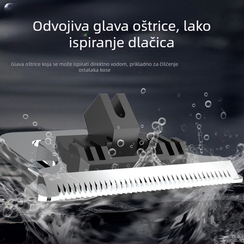 Električni kliper za kosu s ugrađenom baterijom, dvostruko napajanje, motor s četkicama, keramička oštrica, buka 36–45 dB