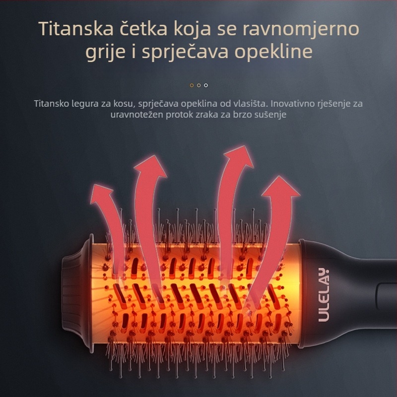 ULELAY 1000W trostruko u jednome – sušilo i češalj za kosu s keramičkim zagrevanjem, tehnologija negativnih iona, 10 razina kontrole temperature, kućište od najlona vlakana